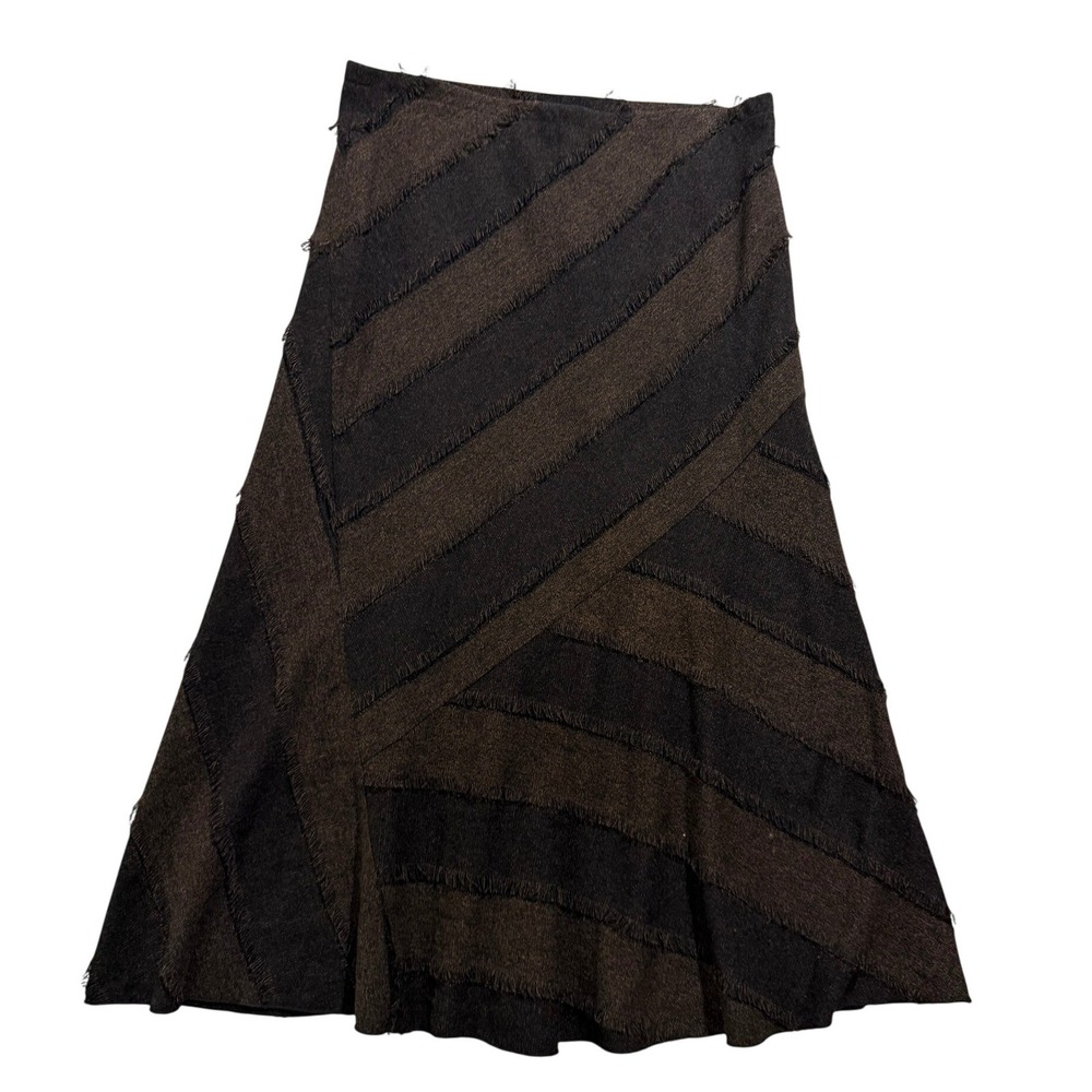 Lena Gabrielle Brown Textured A-Line Midi Skirt Size 14